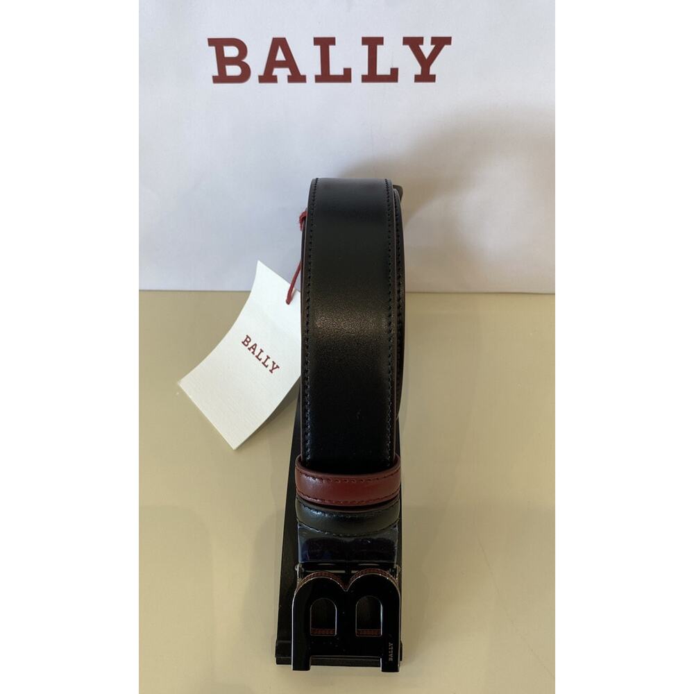 Bally Men's Double Sided B Buckle Black/Red Belt 44/110 IT 6301461001 NWT $450